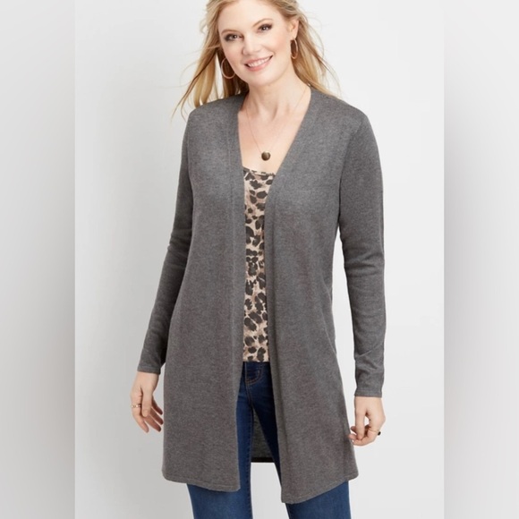 Clearance new Prospect Blvd Gray long Cardigan 1X split side 0122 - Picture 1 of 11